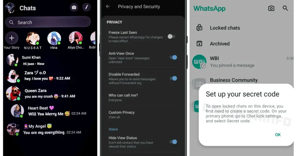 Blue WhatsApp Plus Features Screen Shots