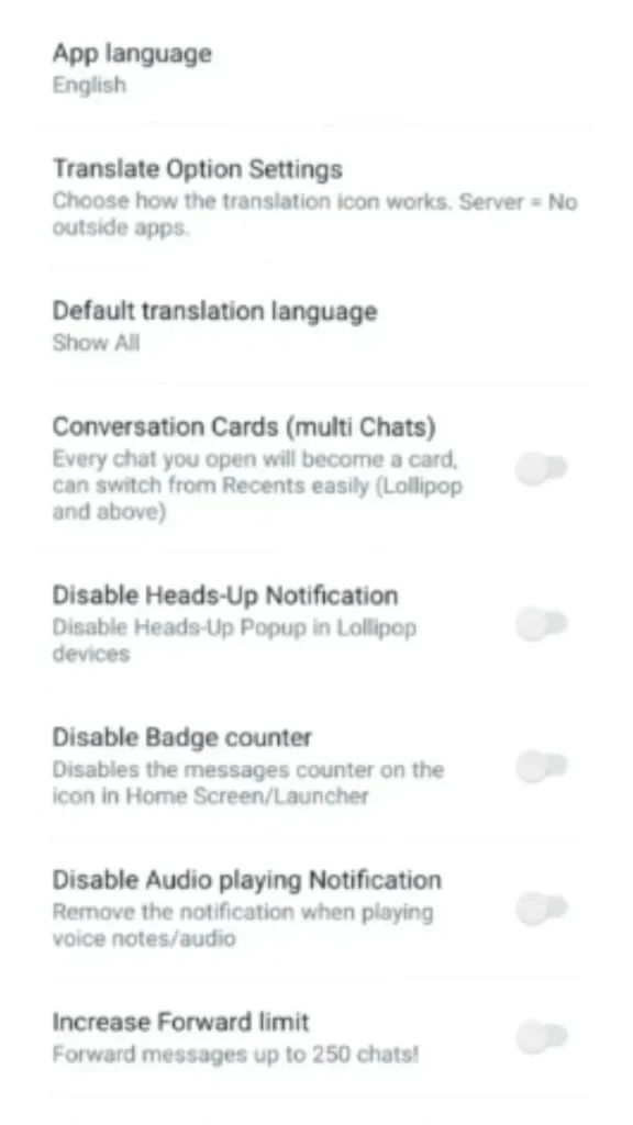 GB WhatsApp Pro In-Chat Translator Feature